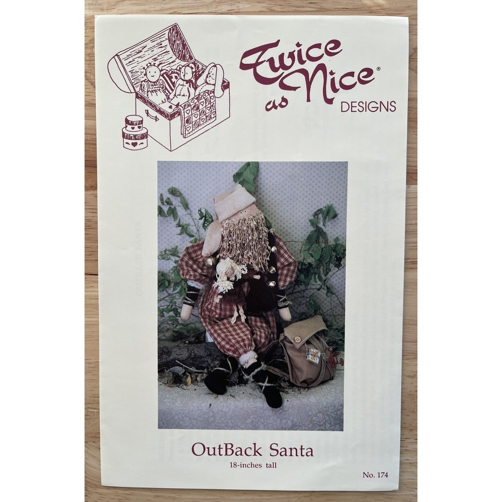 Twice As Nice Doll Sewing Craft Pattern ~ Out Back Santa 18" Tall